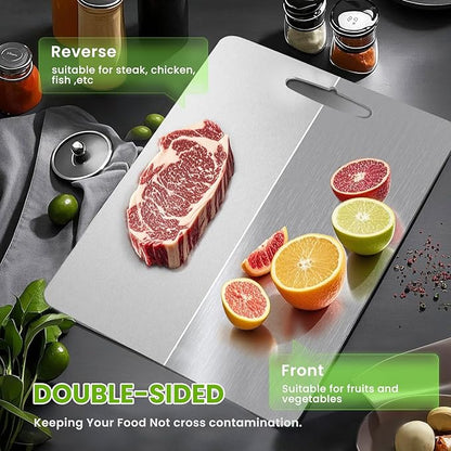 100% Pure Titanium Cutting Board - 13x9 Inch Non-Slip Kitchen Chopping Board, Dishwasher Safe, Scratch Resistant, Easy to Clean, Durable & Hygienic for Meat, Vegetables, and Fruits