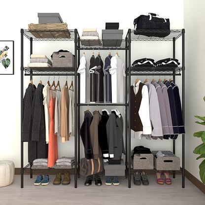 Portable Closet Clothes Rack, Freestanding Clothing Rack, Metal Garment Rack,Adjustable Custom Closet Rack, 56.7" L x 13.8" W x 75.2" H, Max Load 700LBS, Small(Black)