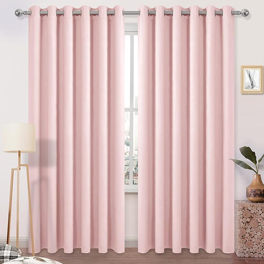 DWCN Blackout Curtains 84 Inches Long, Room Drakening Drapes for Bedroom, Solid Extra Wide Living Room Panels, Blush Pink, W70 x L84 Inch, Set of 2