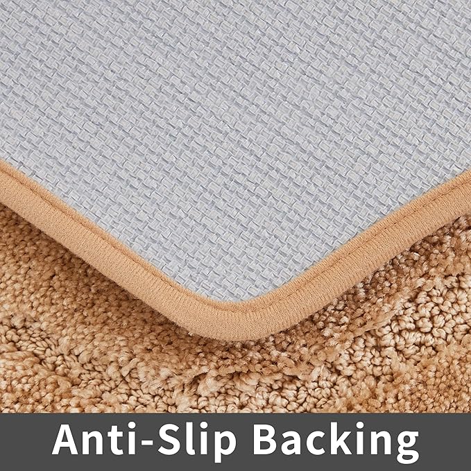 COSY HOMEER Extra Thick Bath Linen Sets Rugs for Bathroom - Anti-Slip Bath Mats Soft Plush 100% Strong Polyester Living Room Bedroom Water Absorbent(Beige,24x48 - Inches)
