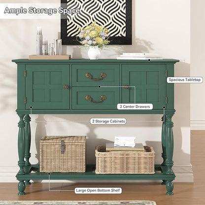 Console Table with Drawers, Vintage Entryway Tables with Storage and Shelf, Hallway Table with Turned Legs, Narrow Behind Couch Sofa Table for Entryway, Hallway, Living Room