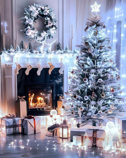 380LED 125FT Christmas Lights, Extra Long Outdoor String Lights Waterproof, Timer & Memory, 8 Modes Dimmable Plug in Fairy for Classroom Decor Outside Tree Wedding Patry Cool White