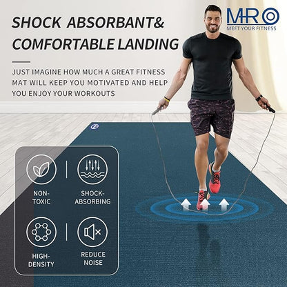 MRO Extra Large Exercise Mat For Home Gym, 8'x4.5'/7'x4.5'/6'x4.5'(7mm) Workout Mats for Gym Flooring, Non-Slip, Extra Thick Durable Cardio Mat, Ideal for Plyo, Weights, MMA, Jump Rope -Shoe Friendly