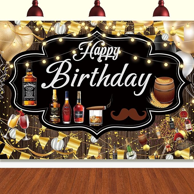 Whiskey Backdrop, 7x5FT Whiskey Background Banner for Men's Party Decorations