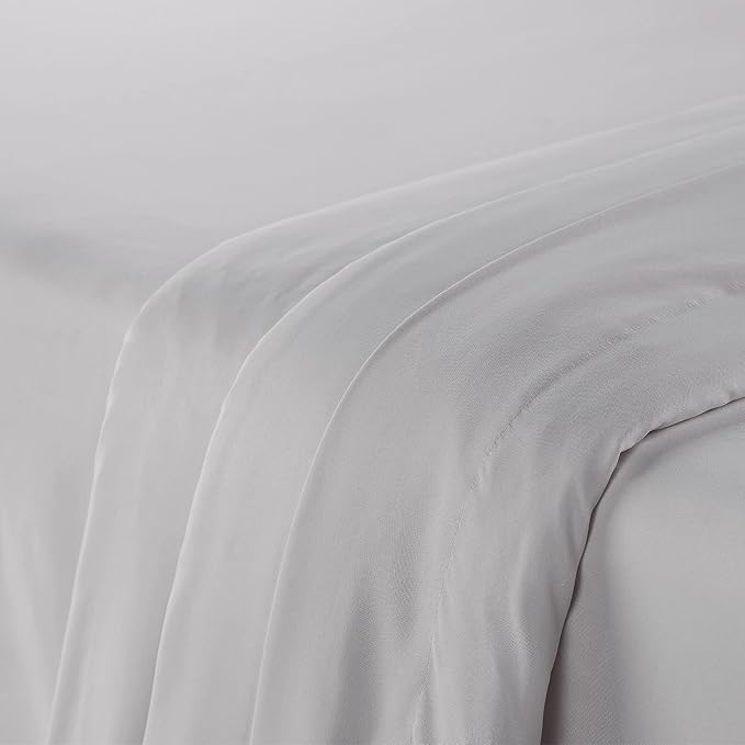 Serta Simply Clean Super Soft Hypoallergenic Stain Resistant Deep Pocket 3 Pieces Solid Bed Sheet Set, Twin, Silver Grey