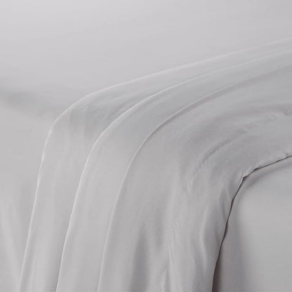 Serta Simply Clean Super Soft Hypoallergenic Stain Resistant Deep Pocket 4 Pieces Solid Bed Sheet Set, King, Silver Grey