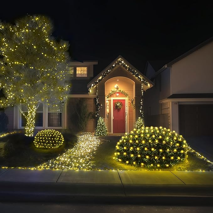 BlcTec Christmas Net Lights, 200 LED 8.4ft x 5.2ft Outdoor Christmas Lights with 8 Modes, Timer, Connectable, Waterproof Design for Trees, Bushes, Shrubs Outdoor Christmas Decorations, Warm White