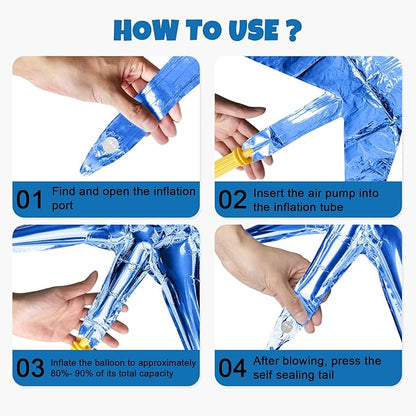 Blue Star Balloon,16Pcs Star Foil Balloons Set with 22Inch Explosion Spike Cone Balloons and 10Inch Quadrangle Helium Balloon for Birthday Wedding Baby Shower Party Decorations