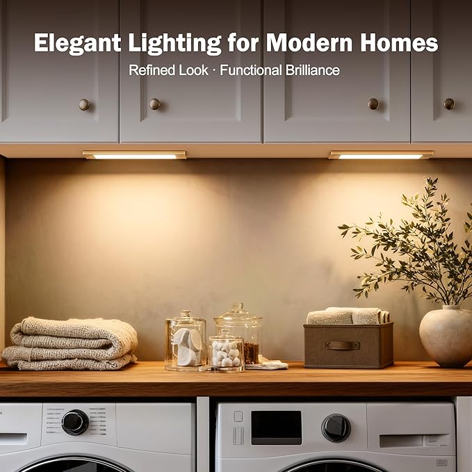 V4light Rechargeable Under Cabinet Lighting, Motion Sensor Wireless Night Light, Dimmable, CCT Adjutable, Magnetic Mount for Kitchen, Closet, Bedroom, Reading, Ambience (Gold, 2 Pack, 9 in)