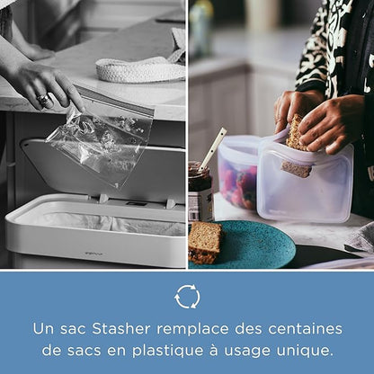 Stasher Premium Silicone Reusable Food Storage Bowl, Deep Ocean, Microwave, Sous Vide, Dishwasher, Oven and Freezer Safe, BPA Free, Leak-free, Eco-friendly, 2-Cup Bowl