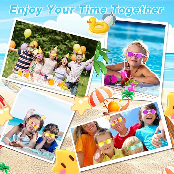 Kids Sunglasses Bulk Party Favors - 32 Packs Boys Girls Sunglasses for Kids Age 3-8 with UV 400 Protection, Neon Sunglasses for Kids Party