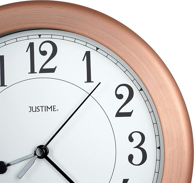 JUSTIME 8.5 inch Water Resistant Wall Clock for Wall Decorative Small Wall Clocks Small Space Decor Bathroom Clock Kitchen Clocks Office Boat RV Battery Operated Silent Wall Clock Non Ticking
