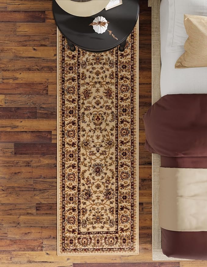 Rugs.com Aditi Collection Rug – 20 Ft Runner Cream Medium-Pile Rug Perfect for Hallways, Entryways