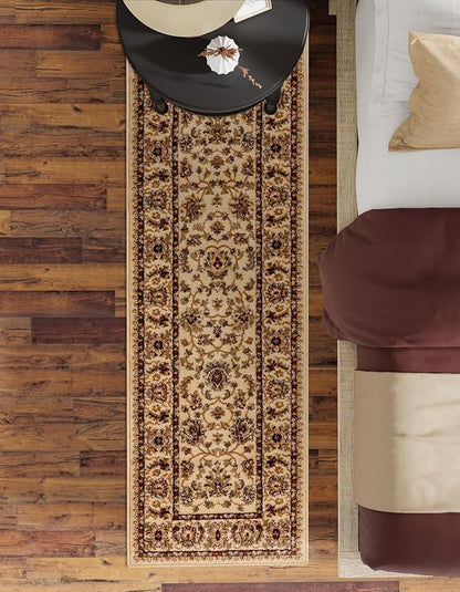 Rugs.com Aditi Collection Rug – 20 Ft Runner Cream Medium-Pile Rug Perfect for Hallways, Entryways