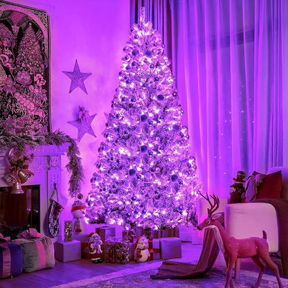 JMEXSUSS Purple Halloween Lights Clear Wire, 66ft 200 LED Purple String Christmas Lights Indoor Outdoor Waterproof Plug in for Tree Bedroom Indoor Party Halloween Decorations