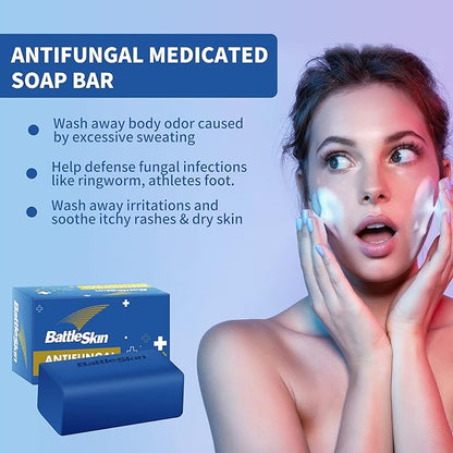 Antifungal Medicated Soap Bar, Tea Tree Oil Body Soap Bar, Athletes Foot Jock Itch Ringworm Yeast Infection Treatment With Natural Oil