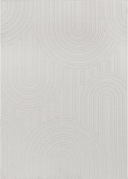 Beverly Rug Micro Loop Area Rug White 5x7 Modern Luxury Soft Circle Geometric Durable Indoor Area Rugs for Living Dining Room Office Stain Resistant Non Shedding Casual Indoor Carpet White 5 x 7