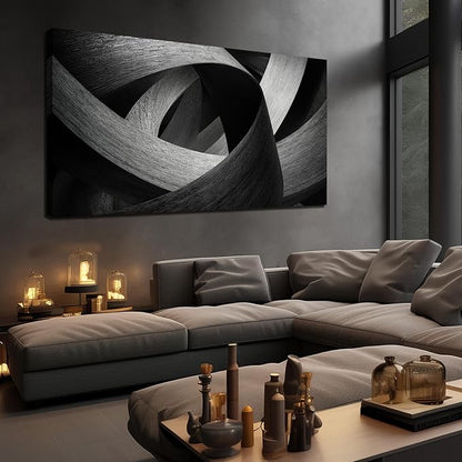 JuhaiArt Abstract Wall Art Gray Wall Decor Black Picture Canvas for Living Room Bedroom Office 29" x 59" Lines Artwork Poster