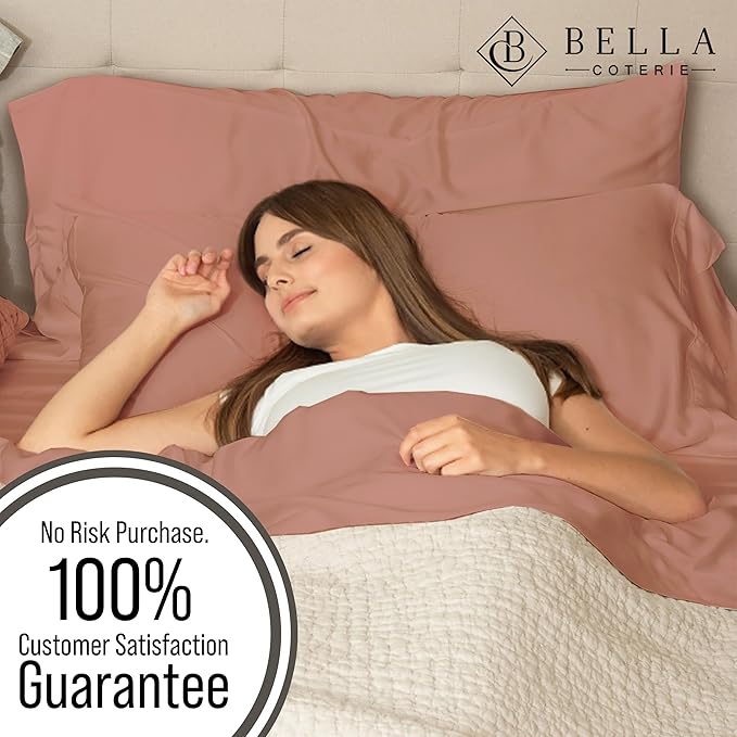 Bella Coterie Luxury Bamboo Viscose King Size Sheet Set | 100% Organically Grown | Ultra Soft | Cooling for Hot Sleepers | 18" Deep Pocket [Raisin]