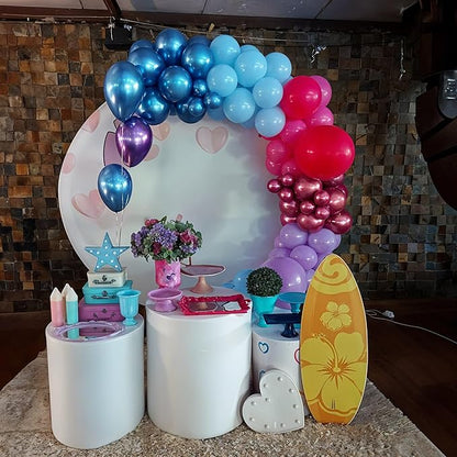 Pink and Blue Balloons, 12 Inch Macaron and Metallic Blue Pink Party Balloons for Gender Reveal Baby Shower Bridal Shower Summer Hawaiian Luau Birthday Party Decorations