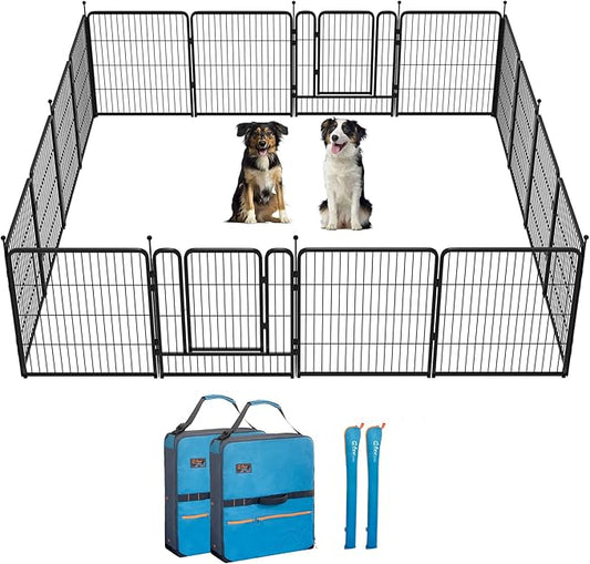 FXW Instant Unleashed Dog Playpen, Portable Pet Fence for Outdoor, RV Trips, and Camping, 32 inch, 16 Panels for Small and Medium Dogs with Playpen Storage Bag (2 Pack│Patented