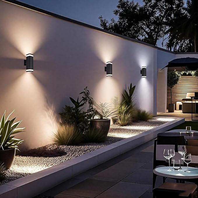 LED Outdoor Wall Sconce, Dusk to Dawn Outdoor Lighting Fixture, Modern Up Down Porch Lights ETL Listed, Aluminum Exterior Wall Lights for Garage Door,House,Patio 2 Pack