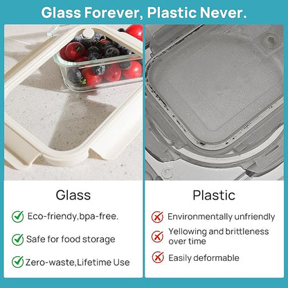 Vtopmart 5 Pack 35oz Glass Food Containers with Glass-Lids & Air Vent, Meal Prep Food Container Sets, Reusable Lunch box for leftovers, Save for Microwave, Oven, Freezer, and Dishwasher, BPA Free