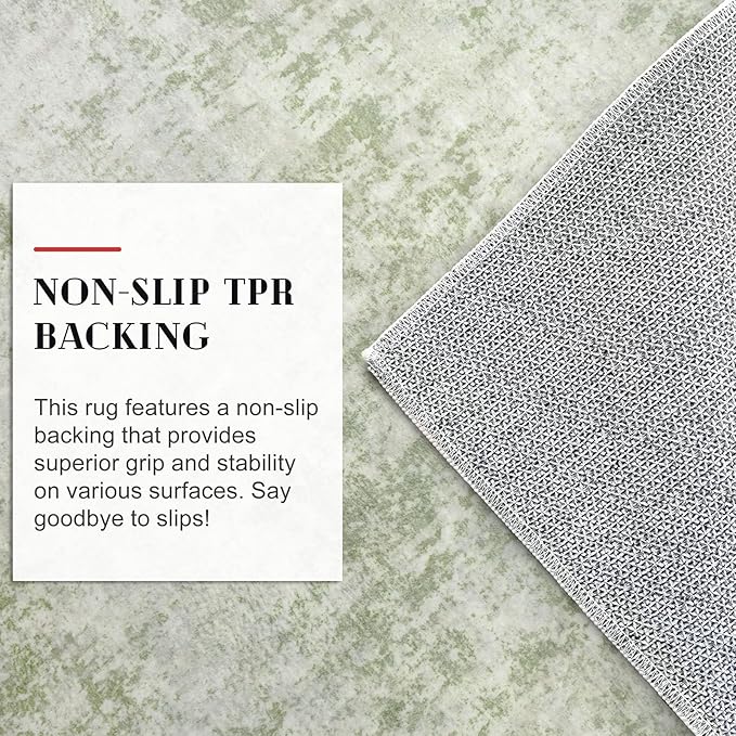 Modern Abstract Runner Rug 2x6, Sage Green Grey Washable Kitchen Runner Non-Slip Soft Hallway Rug Runner Thin Print Faux Wool Carpet for Entryway Bedroom Laundry Room Indoor Home Decor