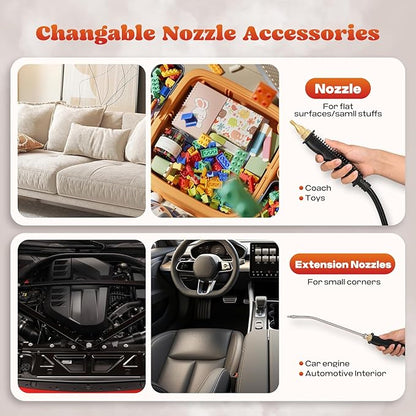 Moongiantgo Handheld Steam Cleaner, 2500W High Pressure Steamer for Cleaning, Portable Pressurized Cleaning Machine for Home Kitchen Car Detailing Grout Tile Bathroom with 1200ml Water Tank (White)