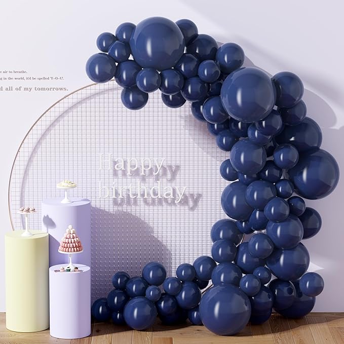 130PCS Navy Blue Balloons, Latex Balloons Different Sizes 18/12/10/5 Inch, Helium Balloons with Ribbon, Party Balloon Set for Birthday Wedding Graduation Anniversary Baby Shower Decoration