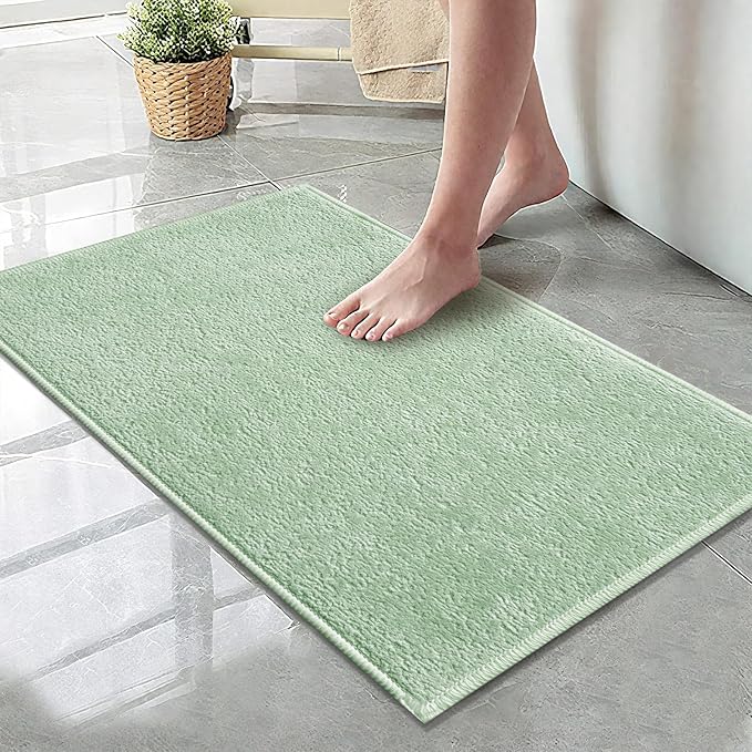 Bath Mat-Non-Slip Bathroom Floor Mats-Absorbent Quick Dry Low Pile Bathroom Rugs Fit Under Door-Bath Rug for Sink,Bathtub,Shower Room,20"×32",Sage Green