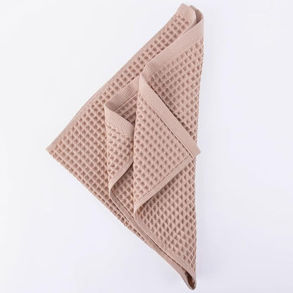 PÜSKÜL Waffle Kitchen & Hand Towel Organic 100% Turkish Cotton Set of 3 Beige - Premium Quality, Soft, Quick-Dry, Absorbent, Lint-Free Waffle Weave Towels 32X16 Inches (3, Beige)