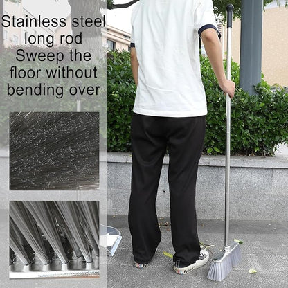 Indoor Soft Bristles Angle Sweeping Broom with Long Handle for Kitchen Hardwood Floor Cleaning (Broom)