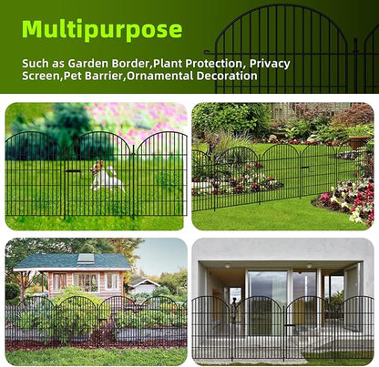 HIGH 10 Panels Garden Fence 36in H x 22.5ft L with Gate, No Dig Dog Fence Animal Barrier, Decorative Rustproof Metal Garden Edging Border Panel Fencing for Outdoor, Yard, Patio