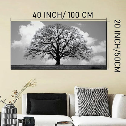 Trogonup Black and White Tree of Life Wall Art for Bedroom Modern Botanical Landscape Pictures for Living Room Office Canvas Prints Ready to Hang 20"x40"