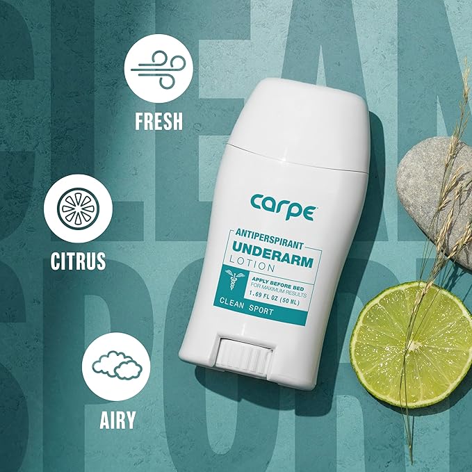 Carpe Deodorant Underarm Antiperspirant - Advanced Sweat & Odor Protection Formula - Sport Deodorant for Men & Women - Combat Excessive Sweating with Odor Control - Clean Sport Scent (Pack of 3)