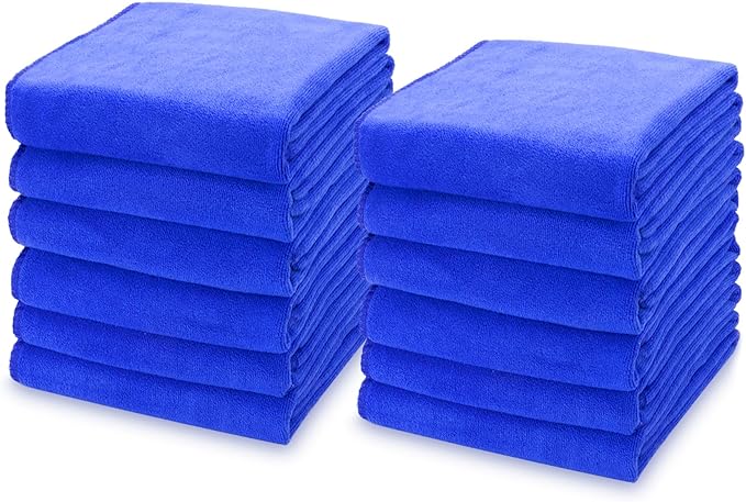 kimteny 13x28 Inches Kitchen Cloth Dish Towels, 400 GSM Premium Dishcloths, Super Absorbent Coral Velvet Microfiber Cleaning Cloths, Fast Drying Rags for Washing Dishes (12 Pack, Blue)