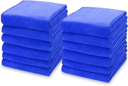 kimteny 13x28 Inches Kitchen Cloth Dish Towels, 400 GSM Premium Dishcloths, Super Absorbent Coral Velvet Microfiber Cleaning Cloths, Fast Drying Rags for Washing Dishes (12 Pack, Blue)