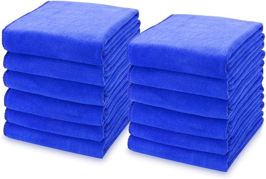 kimteny 13x28 Inches Kitchen Cloth Dish Towels, 400 GSM Premium Dishcloths, Super Absorbent Coral Velvet Microfiber Cleaning Cloths, Fast Drying Rags for Washing Dishes (12 Pack, Blue)