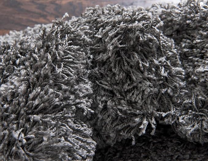 Unique Loom Solid Shag Collection Area Rug (7' 1" x 10' Rectangle, Graphite Gray)