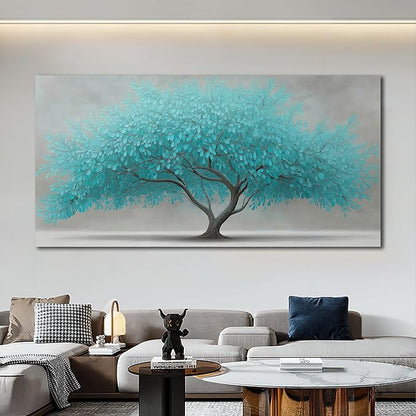 Tree of Life Wall Art for Living Room Bedroom Teal Blue Nature Print Picture Painting Large Framed Wall Decor for Bathroom Office Modern Home Botanical Landscape Wall Decorations Artwork Size 30x60 Ready to Hang