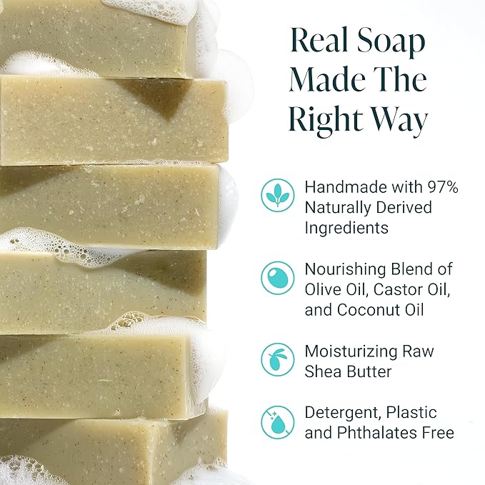 The Bubble Factory Handmade Soap, All Natural Soap for Women & Men, Hand, Bath & Body Natural Bar Soap, Vegan, Palm Oil Free, Made in USA with Shea Butter + Essential Oils, Pine Top, Single