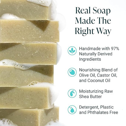 The Bubble Factory Handmade Soap, All Natural Soap for Women & Men, Hand, Bath & Body Natural Bar Soap, Vegan, Palm Oil Free, Made in USA with Shea Butter + Essential Oils, Pine Top, Single