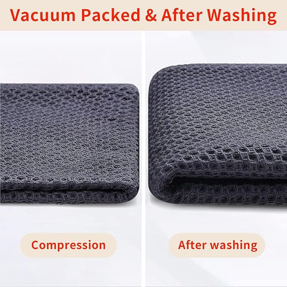 Homaxy 100% Cotton Waffle Weave Kitchen Dish Towels, Ultra Soft Absorbent Quick Drying Cleaning Towel, 13 x 28 Inches, 12-Pack, Dark Grey