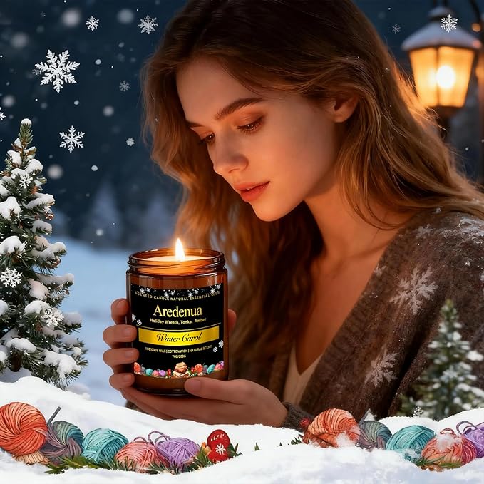 Warm Cashmere Scented Candle – Warm Luxe Cashmere & Soft Vanilla Notes, Cozy Clean Scent, Non-Toxic Soy Wax Candles, Long Lasting Candle for Home & Relaxation - 7oz Aromatherapy Candles