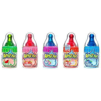 Baby Bottle Pop Candy Lollipops, 18 Ct Bulk Lollipops with Dipping Powder in Assorted Fruity Flavors, Full Size, Individually Wrapped Hard Candy For Valentine's Gifts, Goodie Bags, Kids Party Favors