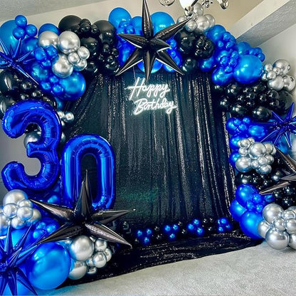 Dark Blue and Black Balloon, 60 Pcs 12 Inches Navy Blue and Metallic Silver Balloons for Kids Adults Birthday Space Party Wedding Baby Shower