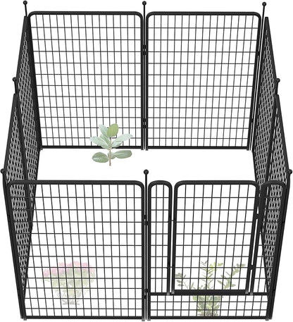 FXW Garden Fence Outdoor for The Yard – 50in(H) x 20.8ft(L) Heavy Duty Metal Animal Barrier for Dog and Rabbit, Decorative Dog Fence, 8 Panels, Black
