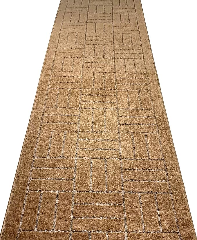 10 ft Long Non-Slip Brownish Beige Hallway Kitchen Runner Rug, 2'2" X 10' Washable Carpet Runner Rugs-Rubber Backed, Custom Size Floor Mat for Stairs Bedroom Bathroom Entryway