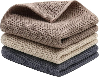 Mia'sDream Cotton Hand Face Head Towel Waffle Weave Kitchen Tea Towel Dish Towels, Soft and Absorbent Bath Guest Gym Towel Washcloths, 13inch x 28inch 3 Pack(Multi Color)